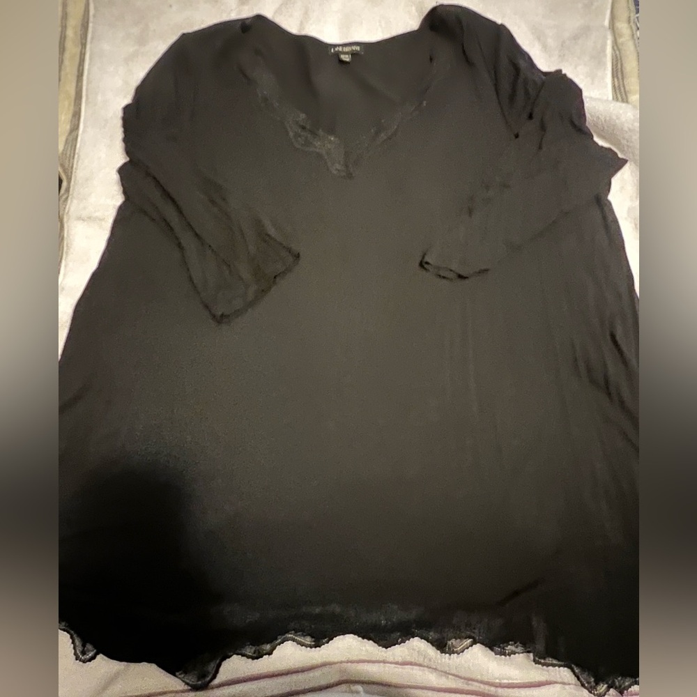 Black Lace Trim Blouse